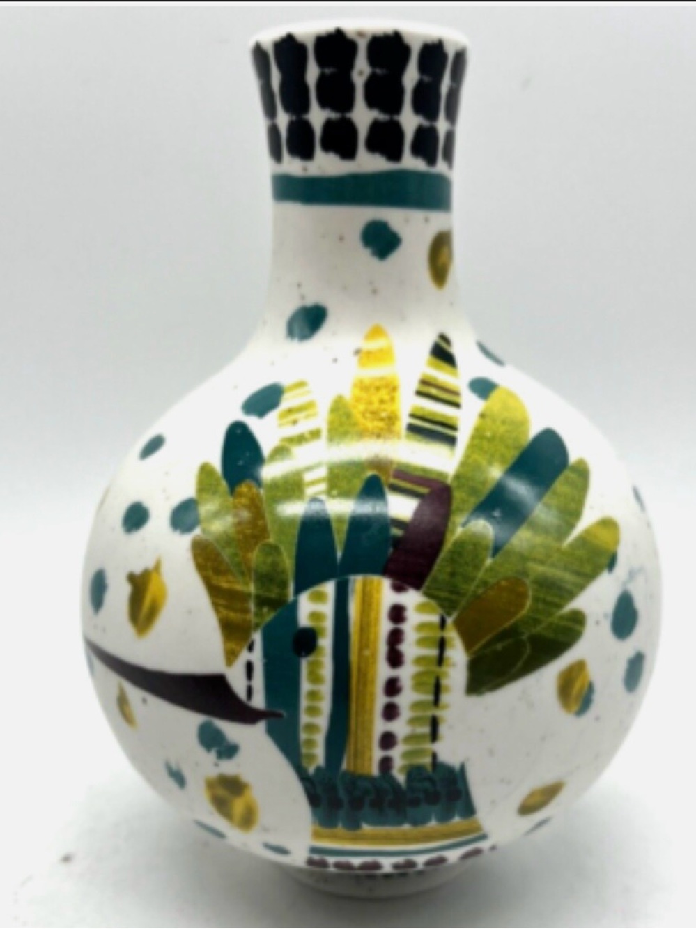 Anthropologie Bird Head Mohawk Ceramic Bud Vase 6.5inEclectic Abstract Confettim